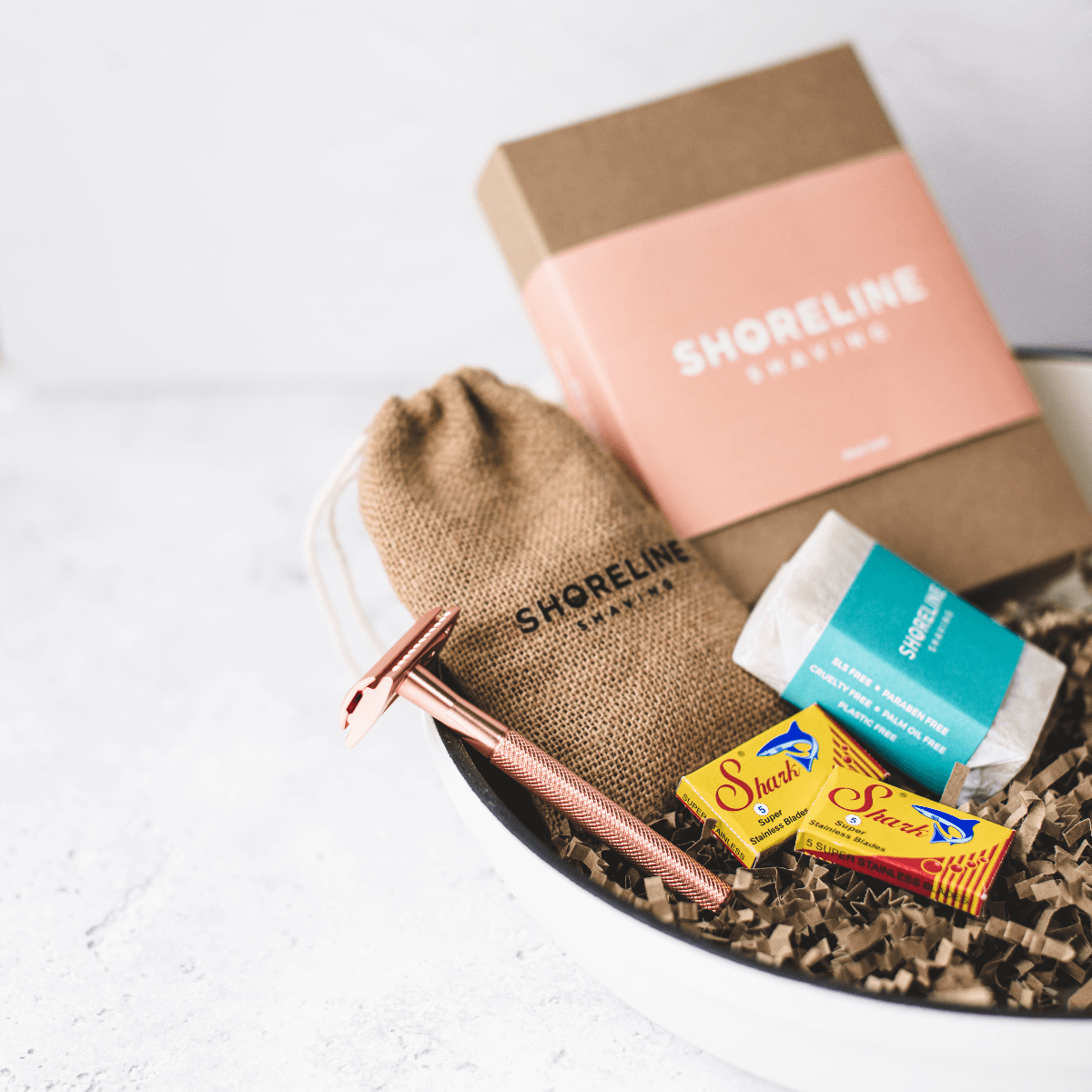 Shaving Kit with Metal Razor - Rose Gold | Shoreline Shaving | Life Before Plastic